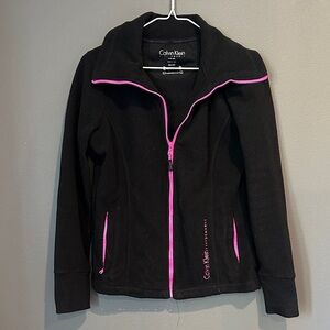 Calvin Klein Black Fleece Jacket with Pink Highlights